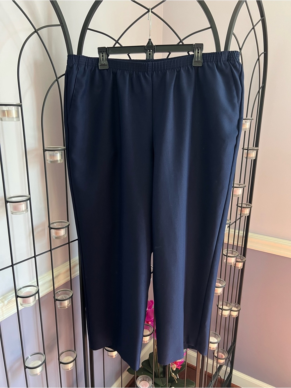 Alfred Dunner Navy Elastic-Waist Women's Trousers